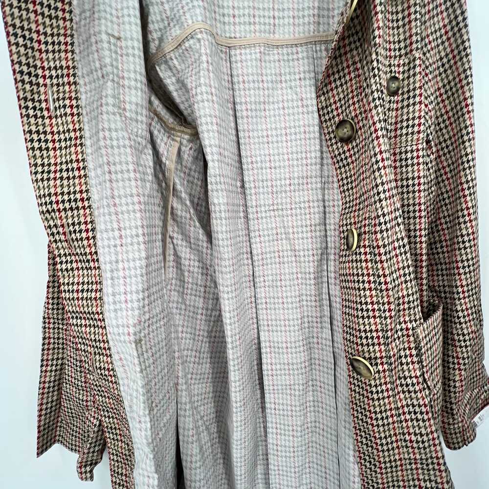 Cabi Red Tan Trench Coat Houndstooth Pockets | Womens S - Picture 5 of 8